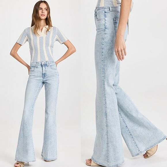 NWT Veronica Bread Sheridan Bell Bottom Flared High-Rise Denim Jeans Sky Size 28 - Picture 10 of 10